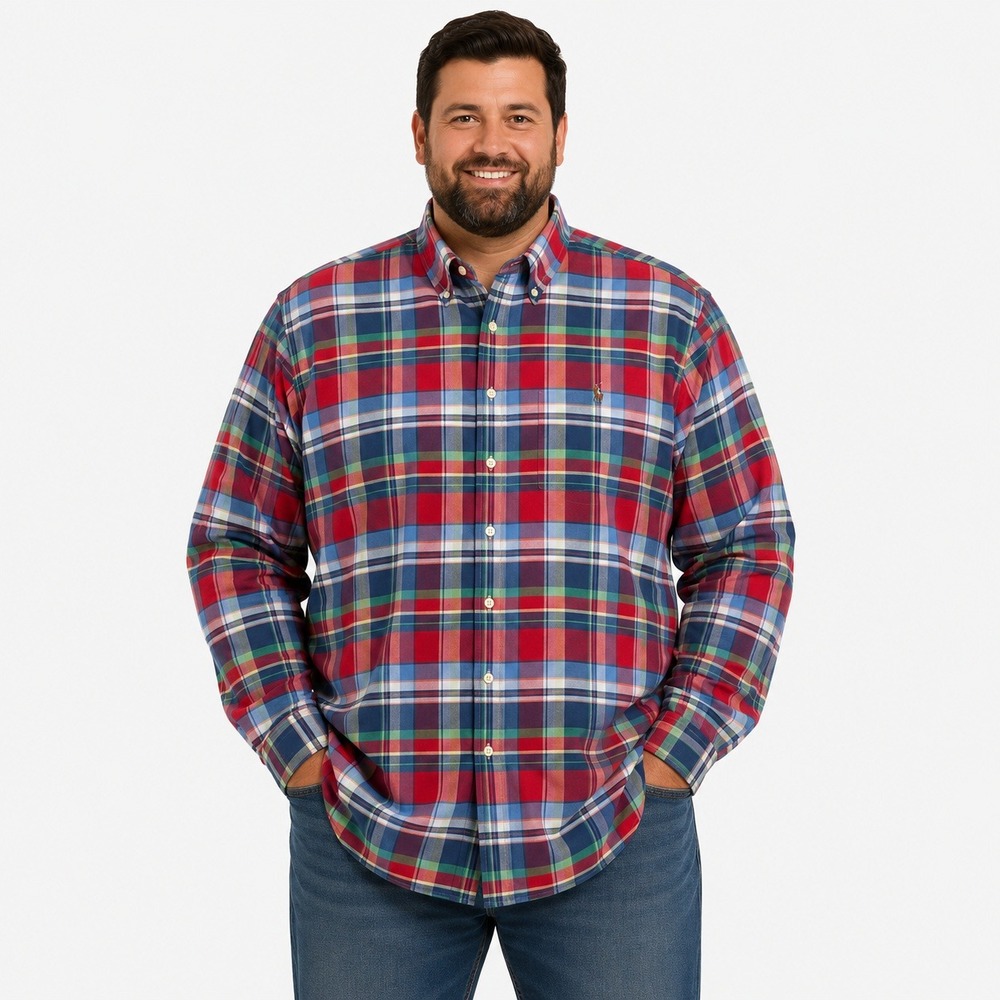 Polo Ralph Lauren Mens 2XLT Plaid Button Down Shirt Red Blue Green Pony Logo